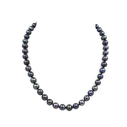 A Grade Black Freshwater Cultured Pearl Necklace(9.0-10.0mm), 18"