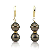 14K Yellow Gold 10.0-11.0mm High Luster Baroque Tahiti Cultured Pearl Lever back Earring