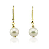 14K Yellow Gold 8.5-9.0mm Akoya Cultured Pearl Lever back Earrings-02