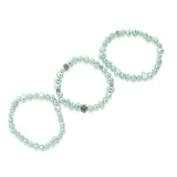 Genuine Freshwater Cultured Pearl 7-8mm Stretch Bracelets with base-metal-beads (Set of 3) 7.5" (light blue)