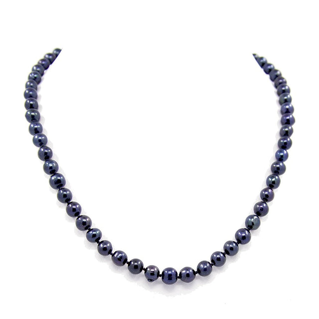 6.5–7.5mm Black Freshwater Cultured Pearl Necklace, 19"