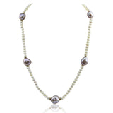 14k Yellow Gold 11-13 mm and 4-5 mm Baroque Lavender and White Freshwater Cultured Pearl Necklace, 16"