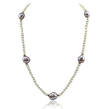 14k Yellow Gold 11-13mm Lavender, 4-5mm White Baroque Freshwater Cultured Pearl Necklace 18", earring set