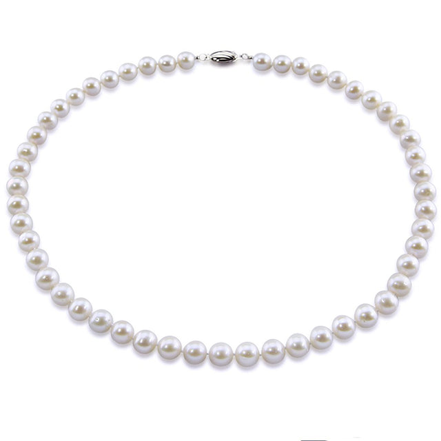 Sterling Silver 8–9mm White Freshwater Cultured Pearl Necklace, 18"