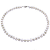 Sterling Silver 8.0-9.0 mm AA White Freshwater Cultured Pearl necklace 18 Inches