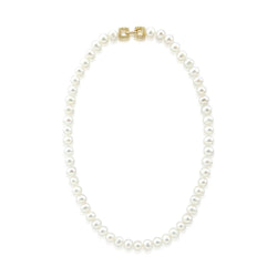 7.0-8.0mm High Luster White Freshwater Cultured Pearl necklace 18" with Yellow-Gold-Tone Base Metal Clasp