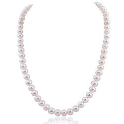 White Freshwater Cultured Pearl Necklace A Quality (7.5-8.5mm), 18 inch With base metal Clasp
