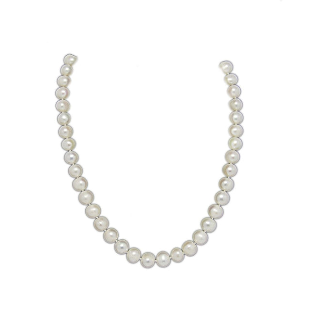 9–10mm White Freshwater Pearl Necklace, 18"
