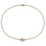 14k Yellow Gold 12-13 mm, 4.0-5.0 mm Baroque Lavender and White Freshwater Cultured Pearl Necklace, 18"