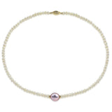 14k Yellow Gold 12-13mm Pink, 4-5mm White Baroque Freshwater Cultured Pearl Necklace 16" and earring sets