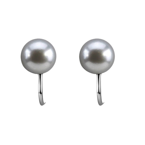 8.0-9.0mm handpicked Ultra-Luster Grey Freshwater Cultured Pearl Clip On Earrings