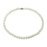 14k White Gold 6.5-7.0mm White Akoya Cultured Pearl High Luster Necklace 18", AAA Quality