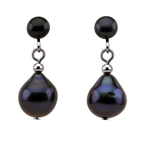 Black Freshwater Cultured Pearl Clip on Earrings 5-10mm by PearlPro