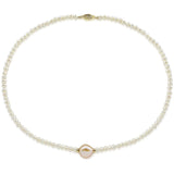 14k Yellow Gold 12-13 mm and 4.0-5.0 mm Baroque Pink and White Freshwater Cultured Pearl Necklace, 16"