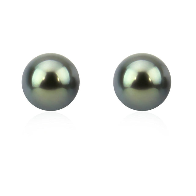 14K White Gold 8–9mm Dark Grey Tahitian Cultured Pearl Stud Earrings