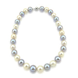 14K White Gold 11-14mm High Quality Grey and White Freshwater Cultured Pearl Necklace 18 Inches