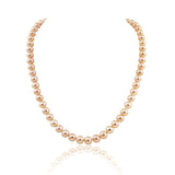 14K Yellow Gold 7.0-8.0mm Pink Freshwater Cultured Pearl Necklace, 20" Length - AAA Quality