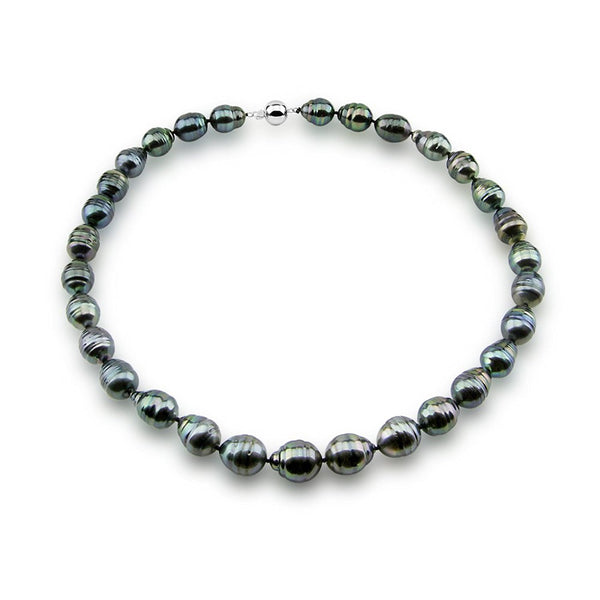 14k White Gold Clasp 10-13mm Baroque Tahiti Cultured Pearl Necklace- AAA Quality, 18" Princess Length