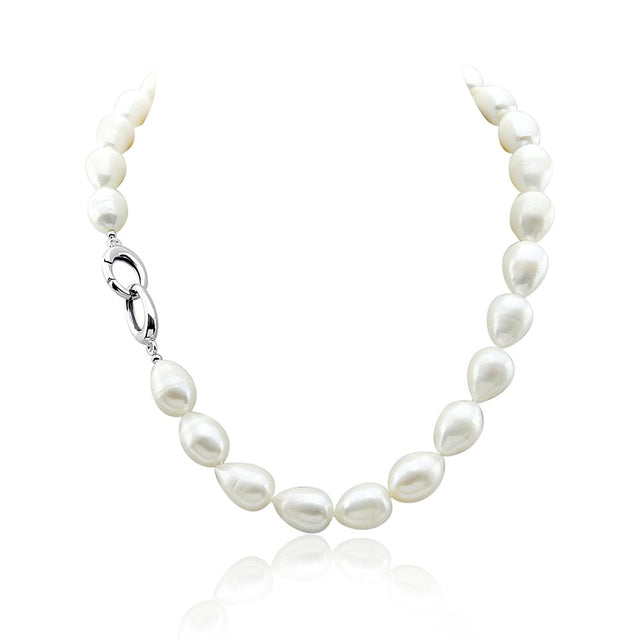 11–13mm White Rice Freshwater Cultured Pearl Necklace, 18"