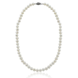 8-9mm White Hand-picked Genuine Freshwater Cultured Pearl Necklace 18" with Base metal clasp