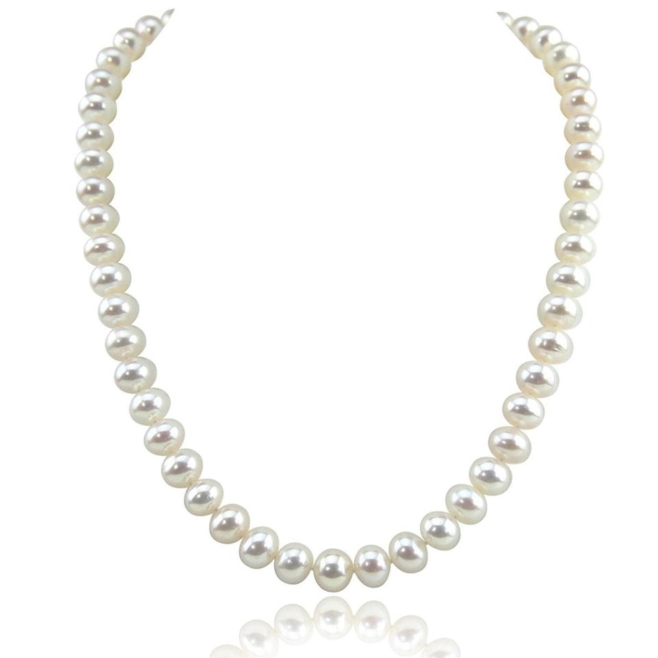 14K White Gold 8.5–9.5mm White Freshwater Cultured Pearl Necklace, 20"