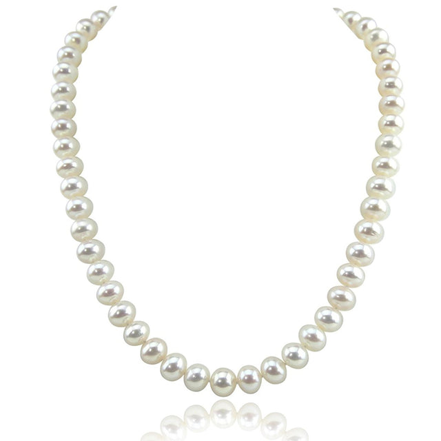 14K White Gold 8.5–9.5mm White Freshwater Cultured Pearl Necklace, 20"