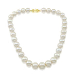 14K Yellow Gold 11-15mm White Freshwater Cultured Pearl Necklace 17 Inches Queen Style