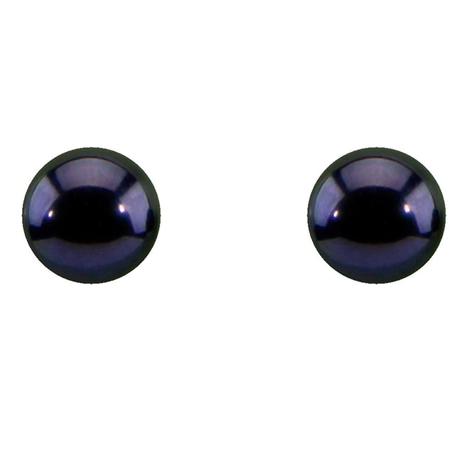 9–10mm Black Freshwater Pearl Stud Earrings, Sterling Silver