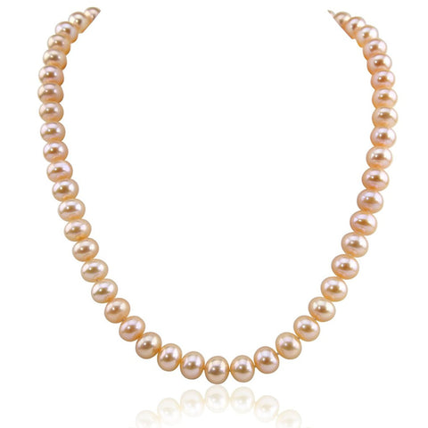 14K Yellow Gold 8.5-9.5 mm Ultra Luster Pink Freshwater Cultured Pearl necklace 18"