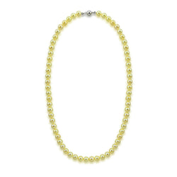 14k White Gold 6.0-6.5mm Golden Akoya Cultured Pearl High Luster Necklace 20", AAA Quality.