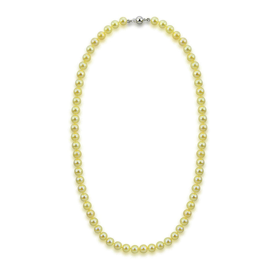 14K White Gold 6–6.5mm Golden Akoya Cultured Pearl Necklace, 18"