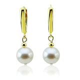 14K Yellow Gold 8.5-9.0mm Akoya Cultured Pearl Lever back Earrings