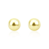 14K Yellow Gold 9-10mm Light Golden South Sea Cultured Pearl Stud Earrings - AAAA Quality