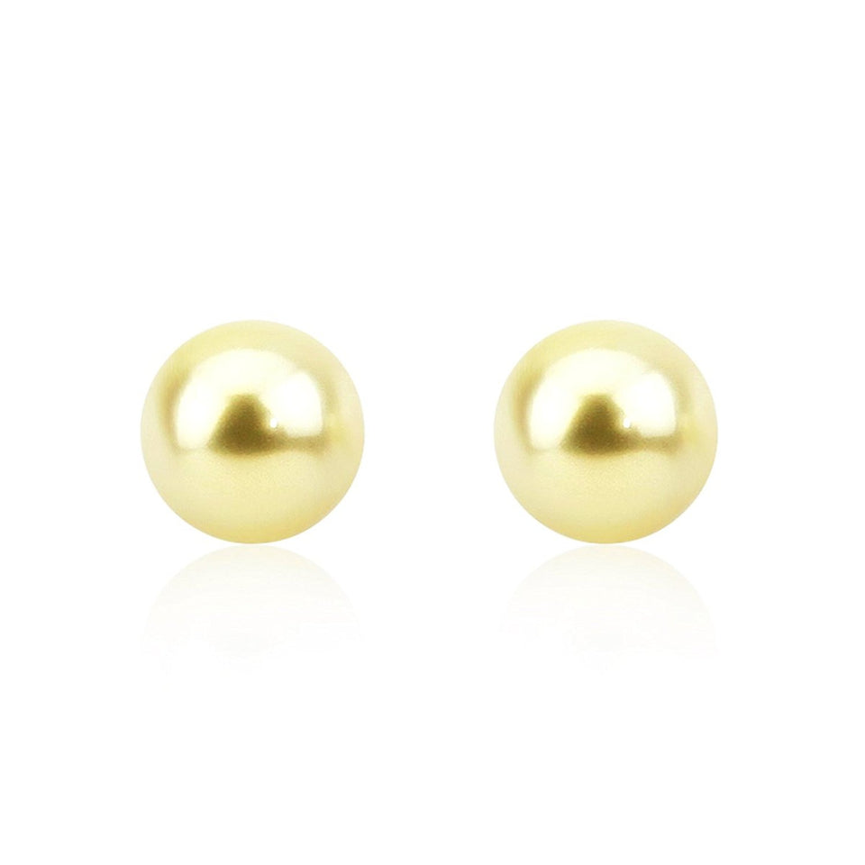 14K Gold 9–10mm Light Golden South Sea Pearl Stud Earrings