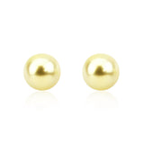 14K White Gold 9-10mm Light Golden South Sea Cultured Pearl Stud Earrings - AAA Quality