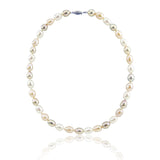 14K White Gold 8.0-9.0 mm Ultra Luster White Oval Freshwater Cultured Pearl necklace 20"