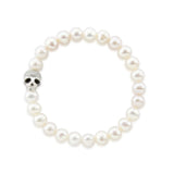 7.0-8.0mm High Luster White Freshwater Cultured Pearl Bracelet 8.0" with Skull bead 02