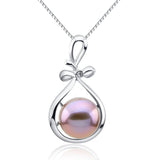 Fascinating Color 12-13mm-Dark Purple Freshwater Cultured Pearl Pendant- Sterling Silver Ribbon Style
