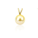14K Yellow Gold 9-10mm AAA Quality Light Golden South Sea Cultured Pearl Pendant, Pendant Only
