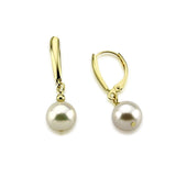 14K Yellow Gold 8.5-9.0mm Akoya Cultured Pearl Lever back Earrings