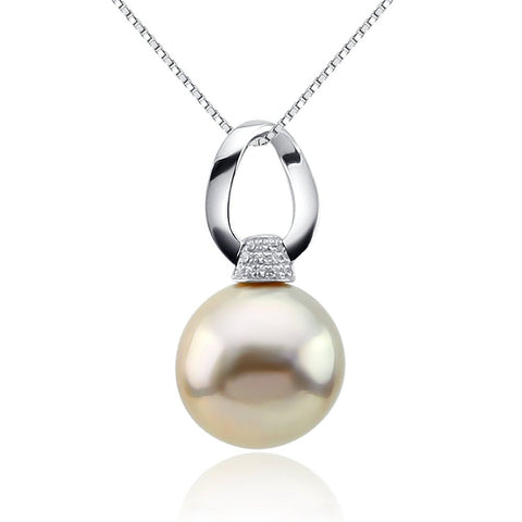 Fascinating Color-12-13mm Peach Freshwater Cultured Pearl Pendant- Sterling Silver