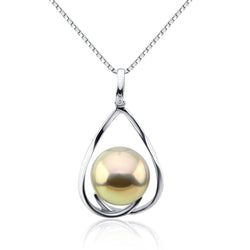 Fascinating Color 12-13mm Light Golden Freshwater Cultured Pearl Pendant- Sterling Silver