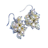 4-5 mm Grape White Freshwater Cultured Pearl Earring with Base metal setting