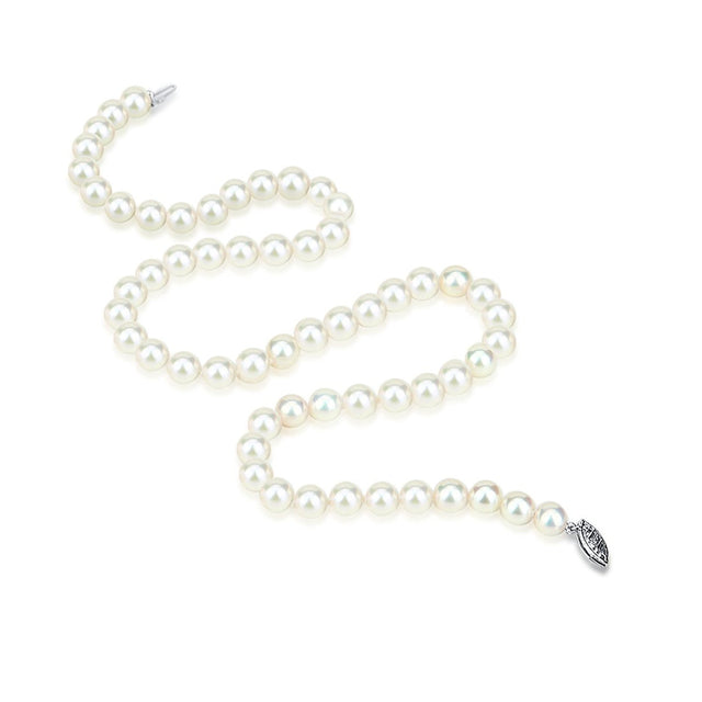 14K White Gold 8–9mm White Freshwater Cultured Pearl Necklace, 18", Princess Length