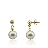 14K Yellow Gold 8.5-9.0mm Akoya Cultured Pearl Drop Earrings