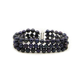 3-Row Black A Grade 6.5-7.0 mm Freshwater Cultured Pearl Bracelet, 7.5"