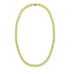 14k Yellow Gold 6.5-7.0mm Golden Akoya Cultured Pearl High Luster Necklace 20", AAA Quality.