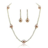 14k Yellow Gold 11-13mm Pink, 4-5mm White Baroque Freshwater Cultured Pearl Necklace 20" and earring sets