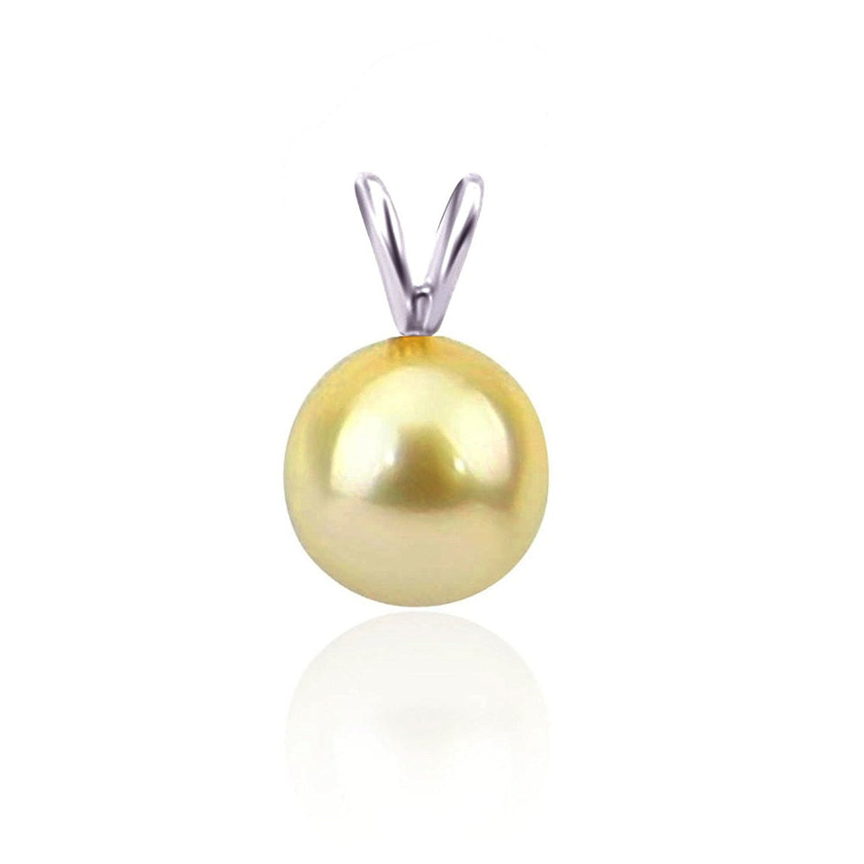 14K White Gold 9–10mm Golden South Sea Cultured Pearl Pendant