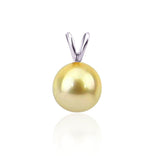 14K White Gold 9-10mm AAA Quality Golden South Sea Cultured Pearl Pendant, Pendant Only